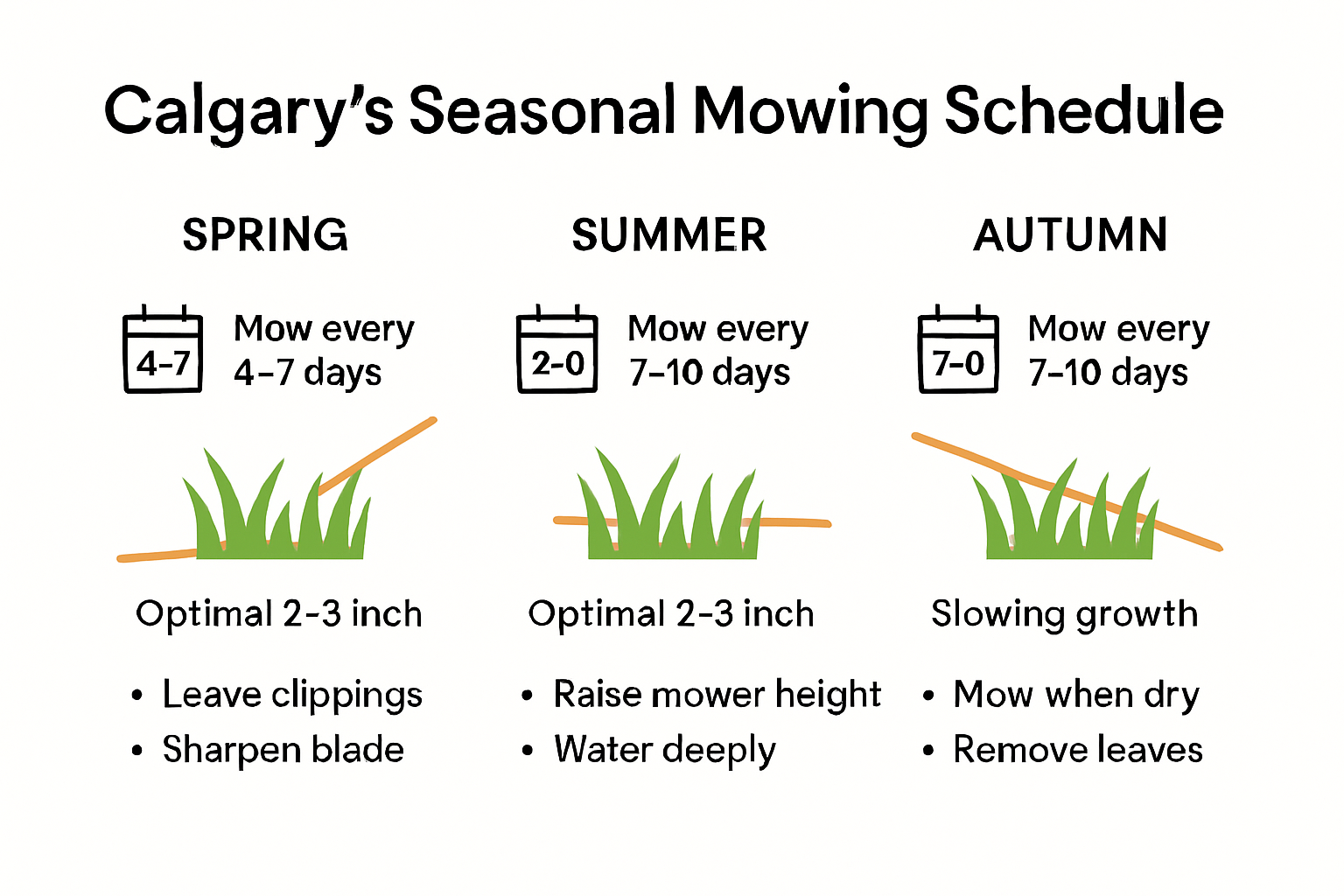Calgary seasonal lawn mowing frequency infographic