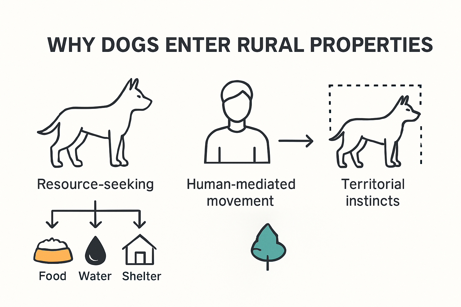 Infographic showing reasons dogs enter rural properties