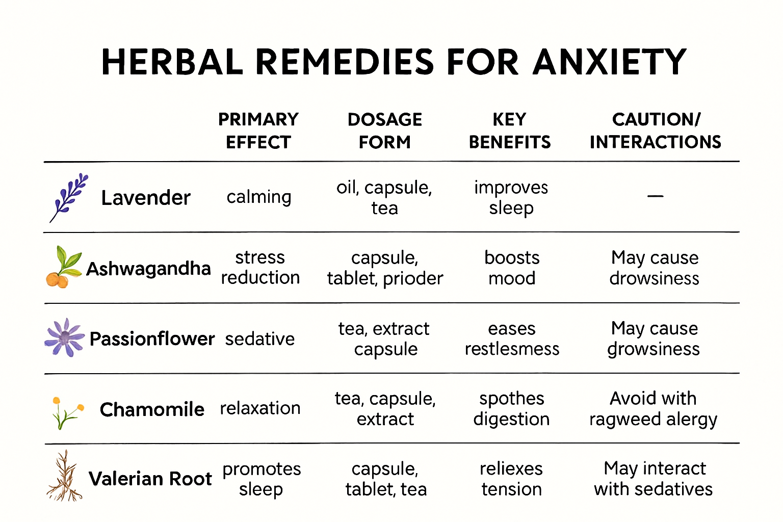Comparison of top herbal remedies for anxiety
