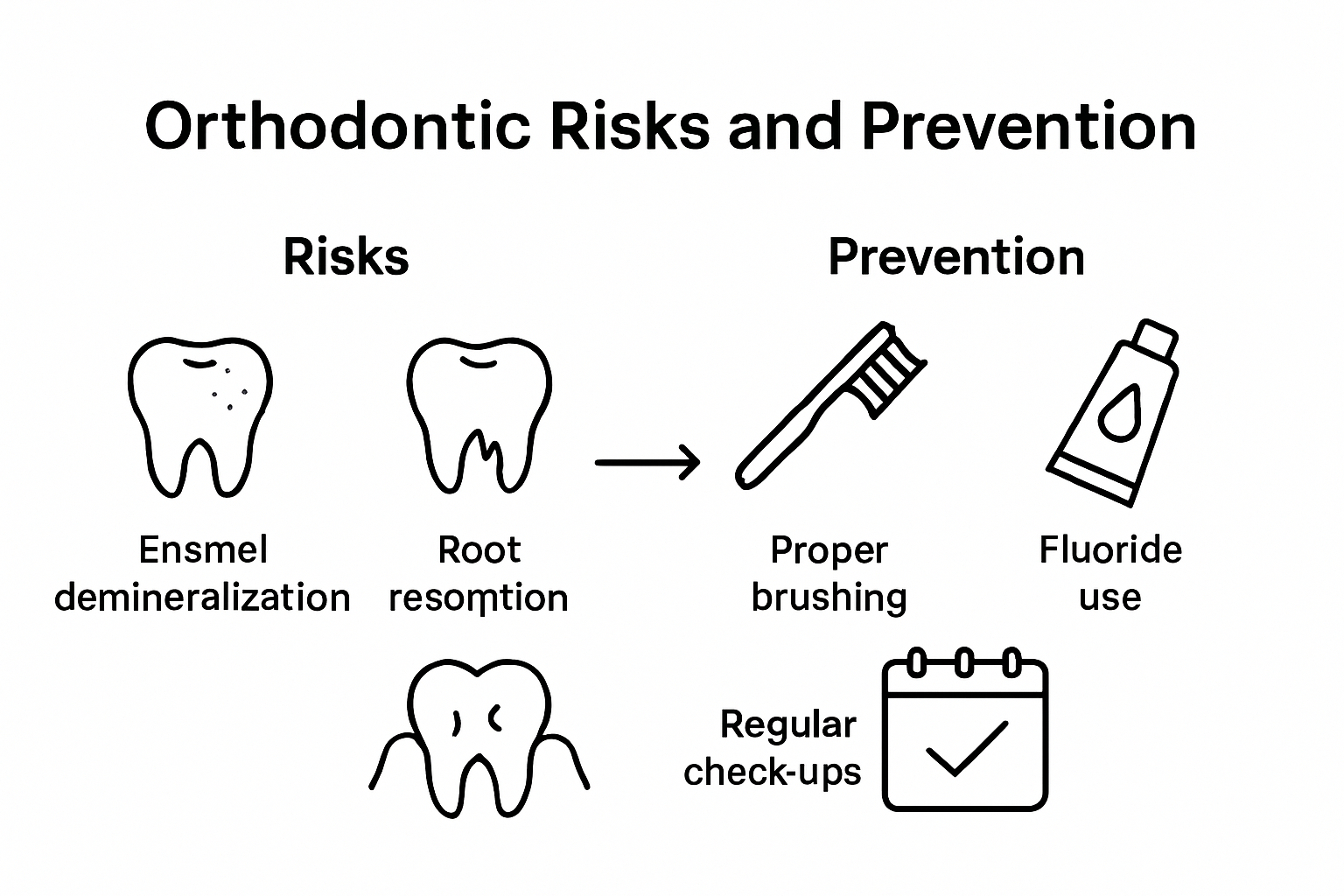 Infographic about orthodontic risks and prevention steps