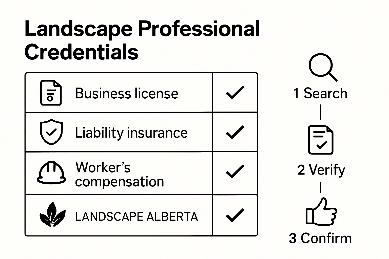 Infographic shows how to verify landscaper credentials and insurance in Calgary