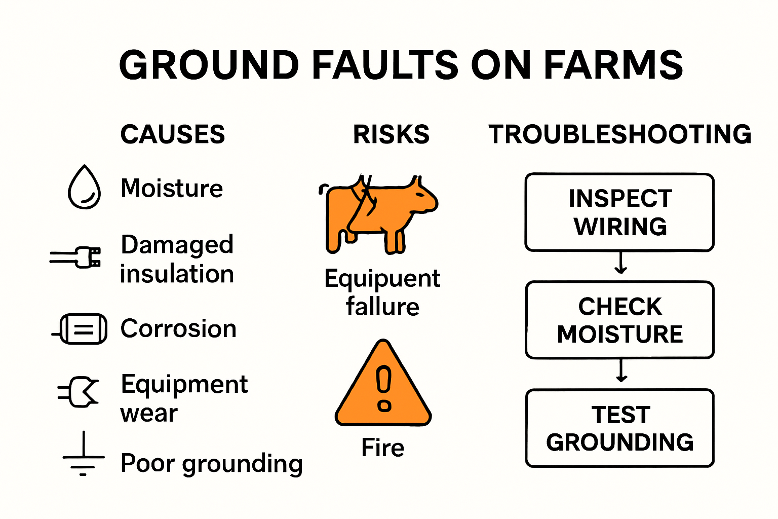 Farm ground fault causes and troubleshooting flowchart