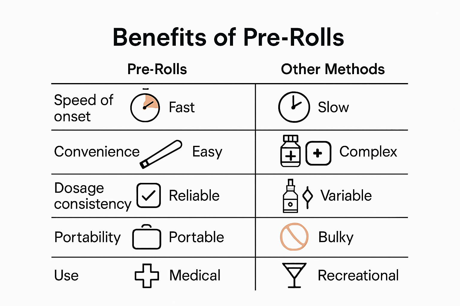 Comparison of pre-rolls with other cannabis forms
