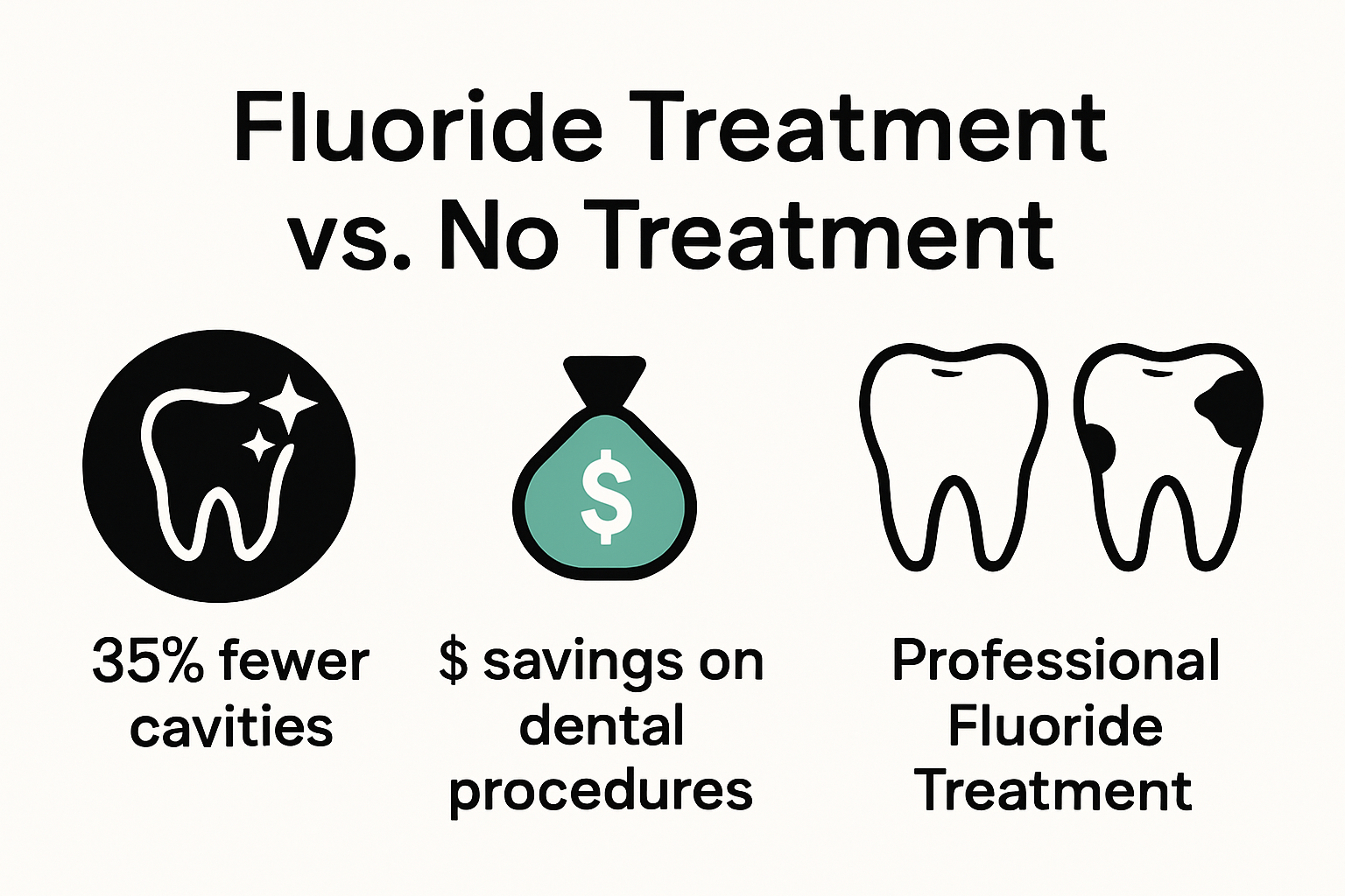 Infographic comparing fluoride dental treatment benefits and savings