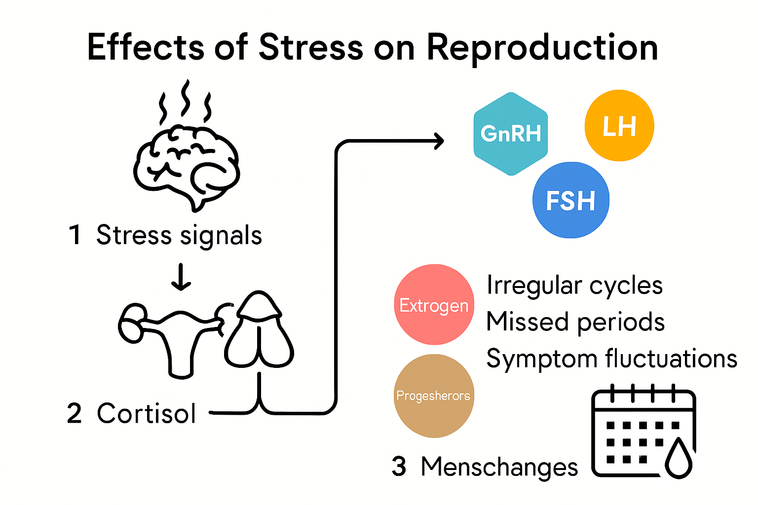 Infographic showing stress hormones affecting periods