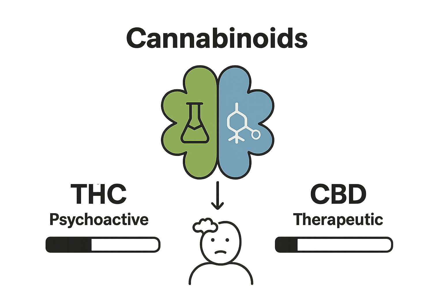 Infographic comparing THC and CBD potency effects