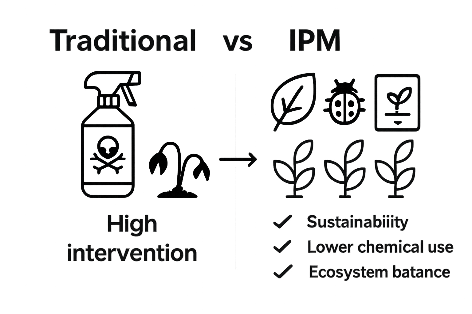 Infographic comparing traditional pest control and IPM methods