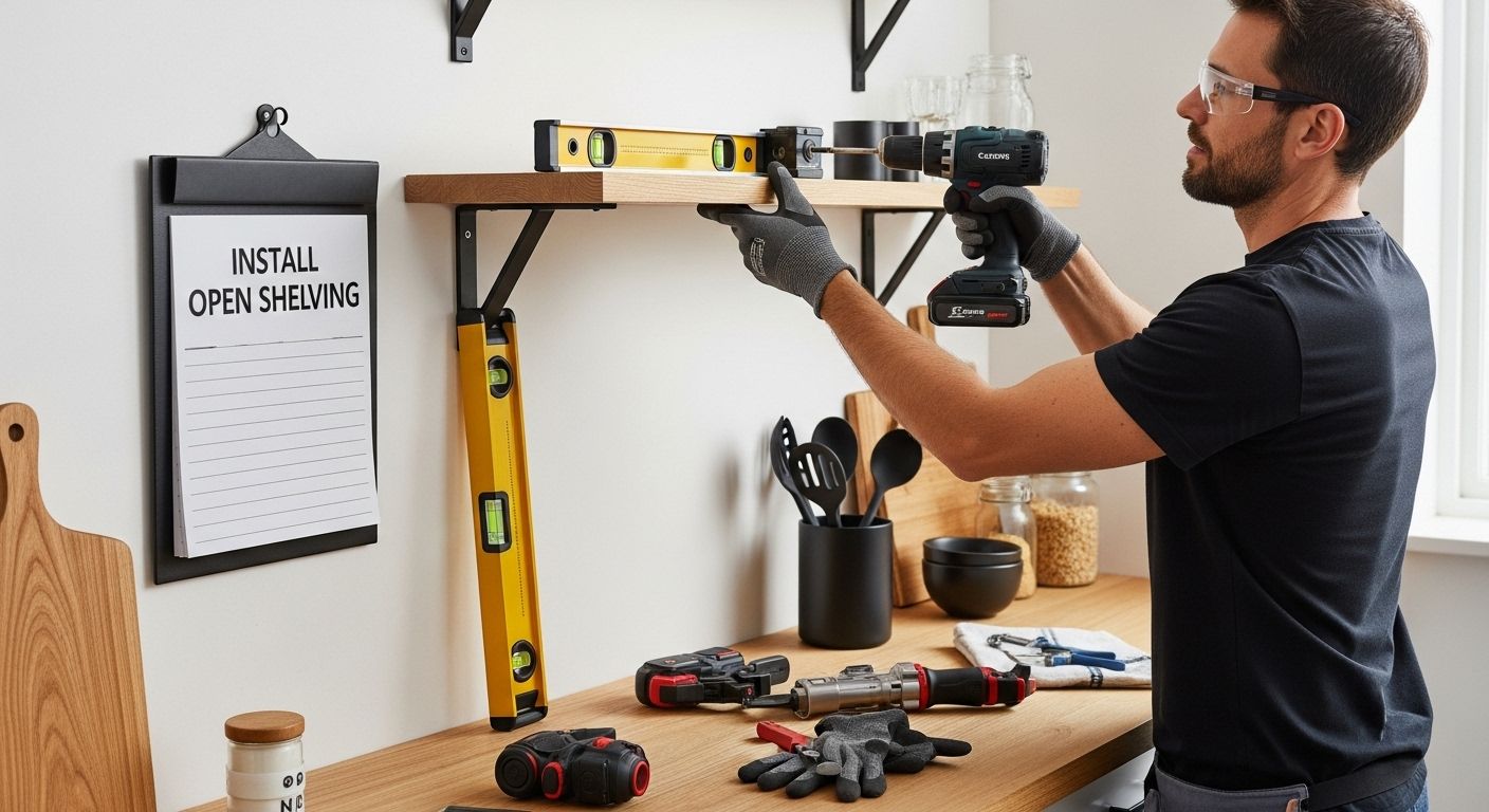 install open shelving kitchen