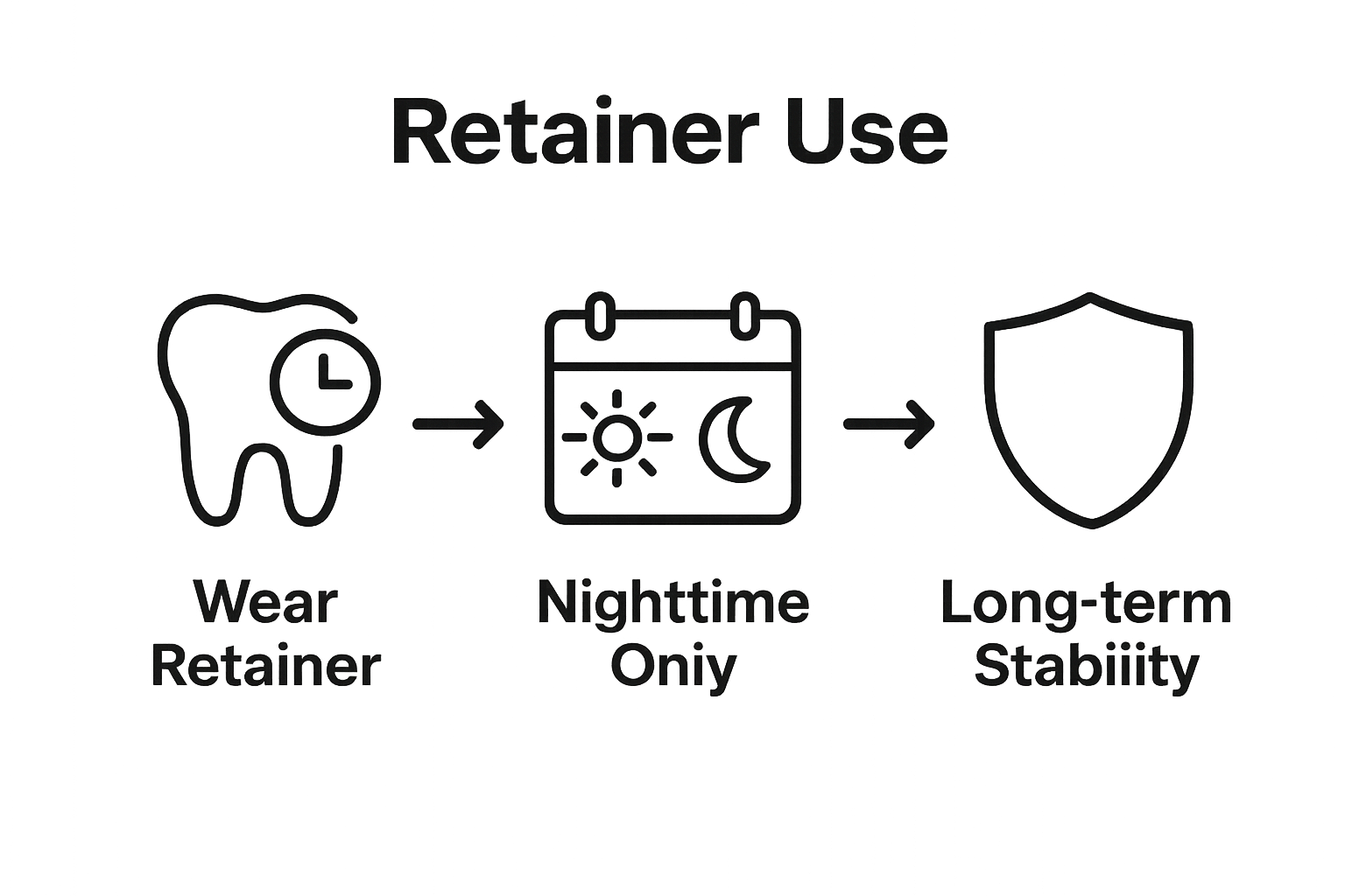 Infographic diagram showing stages of retainer wear timeline