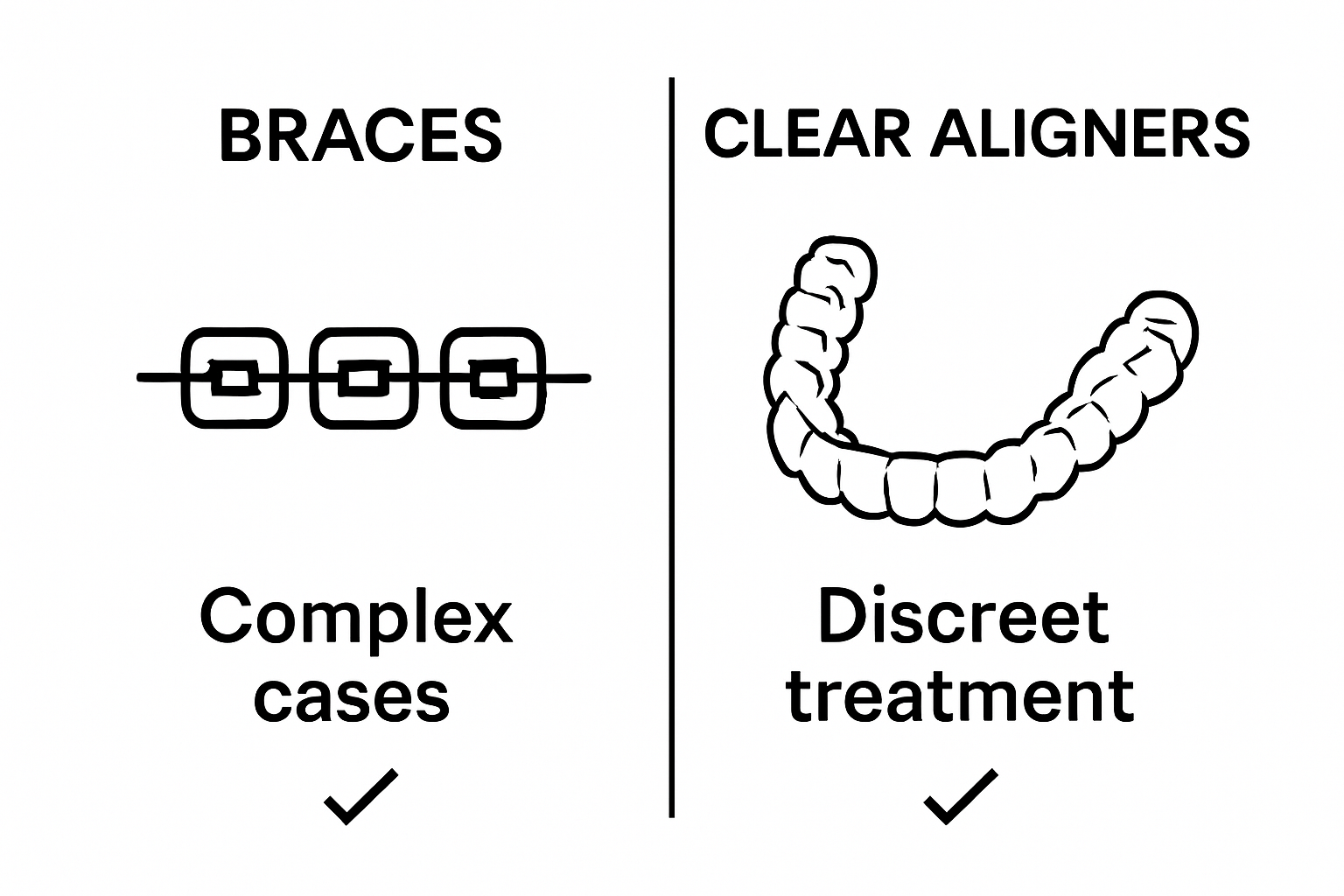 Comparison of adult braces and clear aligners