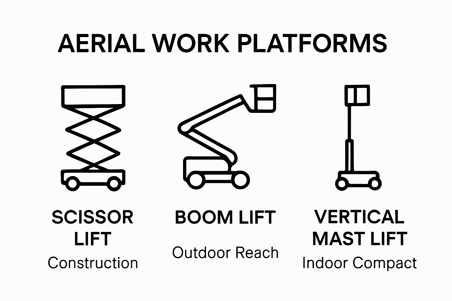 Infographic comparing three aerial work platform types