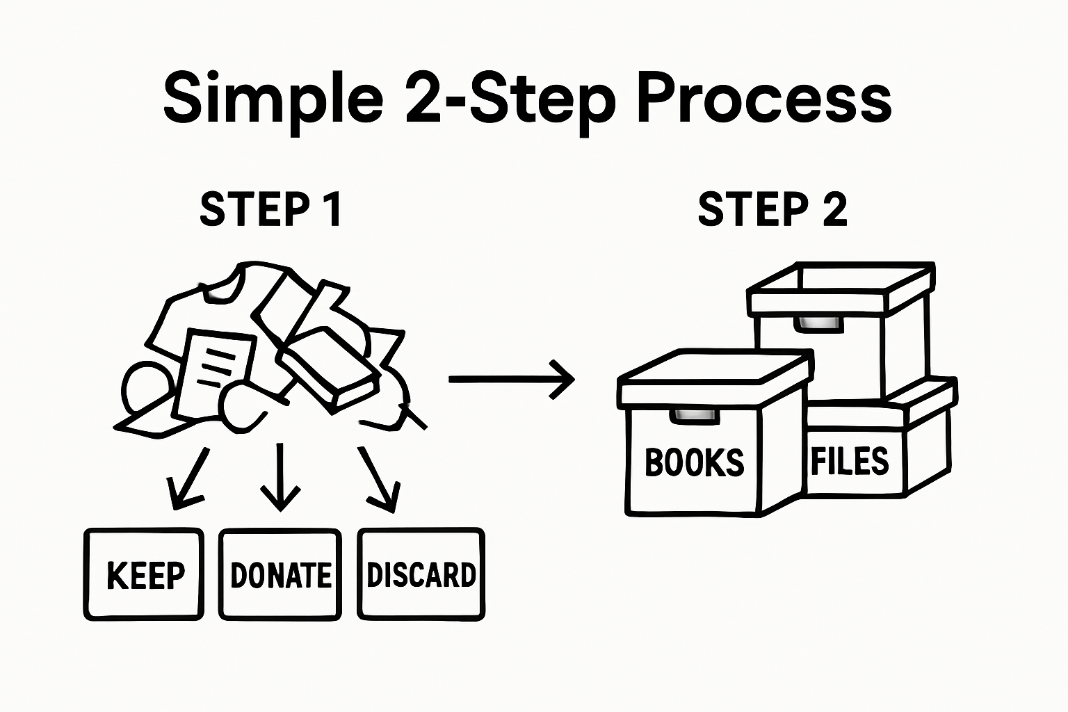 Pet supply sorting and storing steps infographic