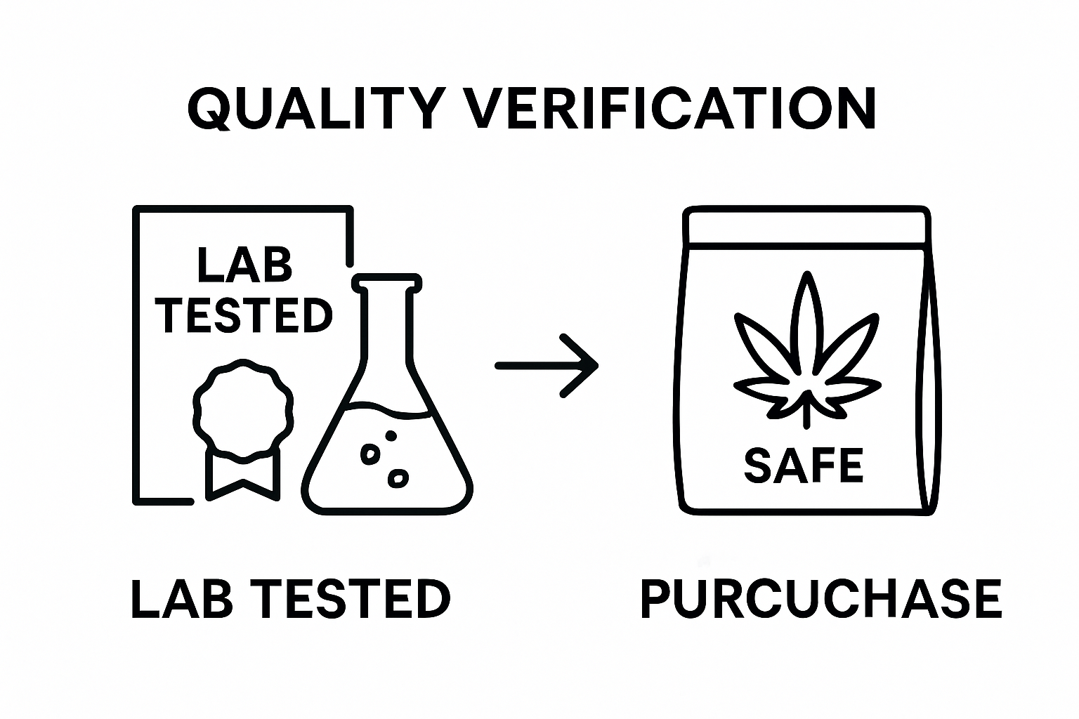 Infographic showing lab testing leads to safe cannabis buying