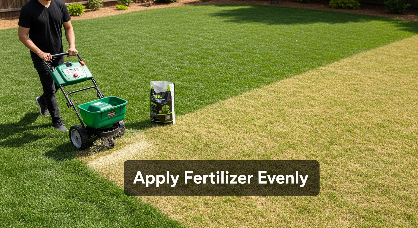 appl ying fertilizer evenly lawn
