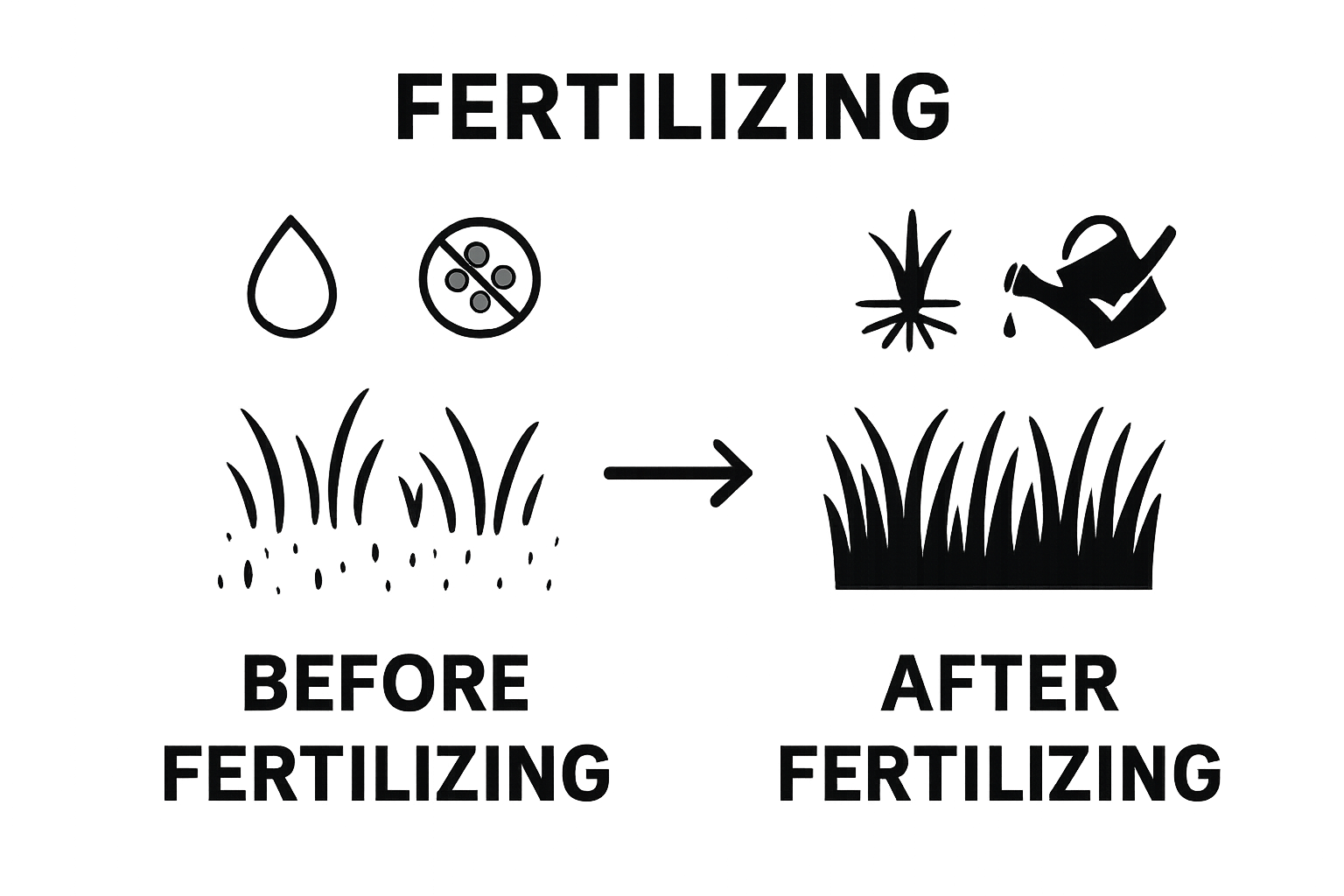 Before and after fertilizing lawn visual comparison