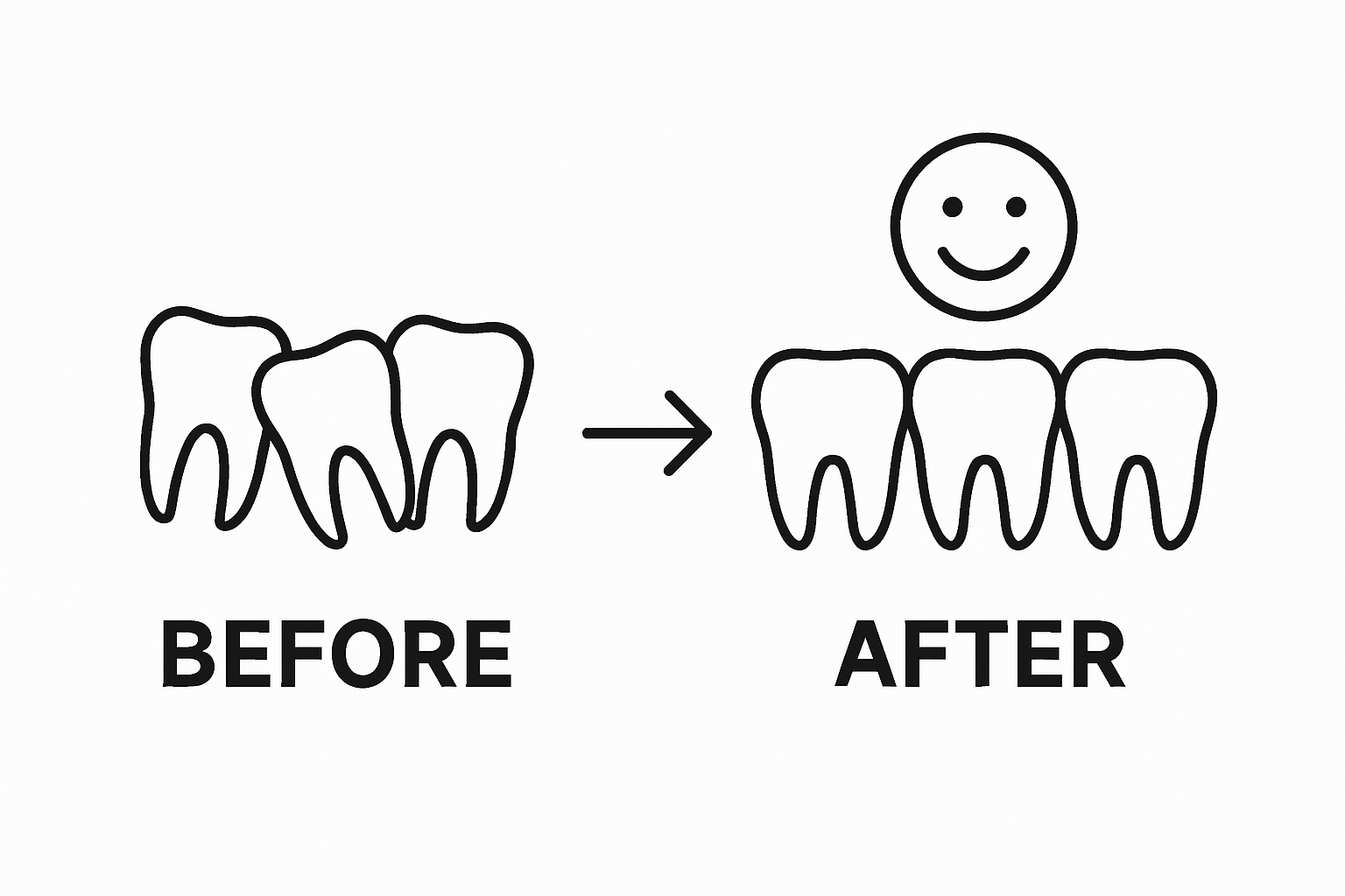 before and after crooked teeth transformation infographic
