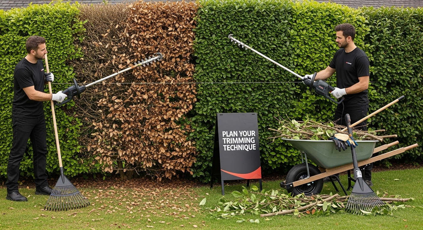 precise hedge trimming technique
