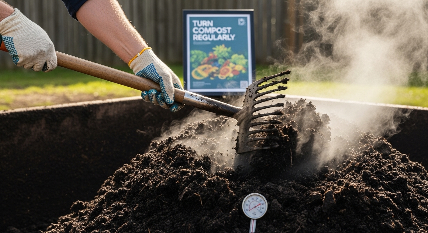 turning manure compost