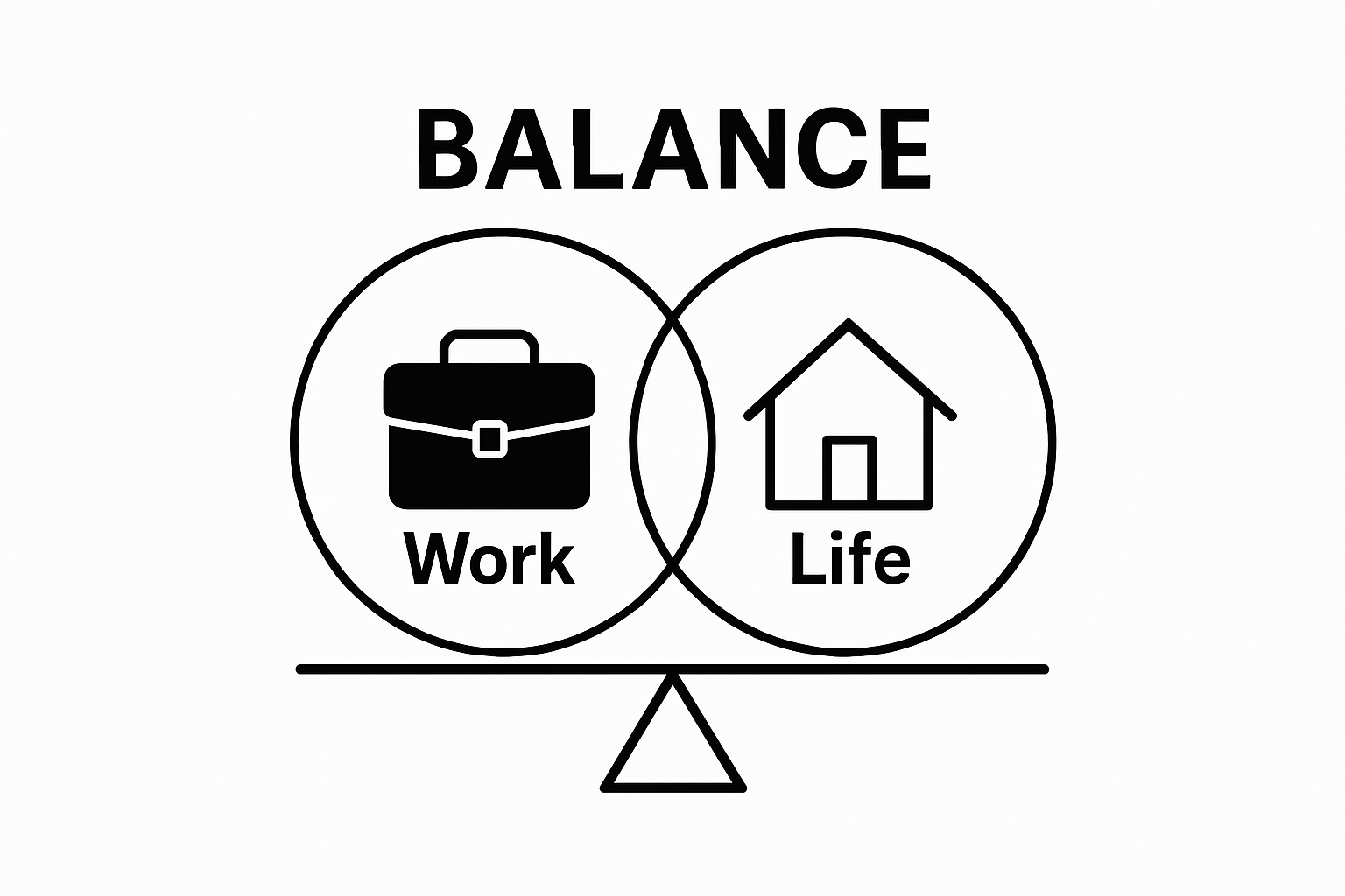 Simple work versus life balance scale infographic