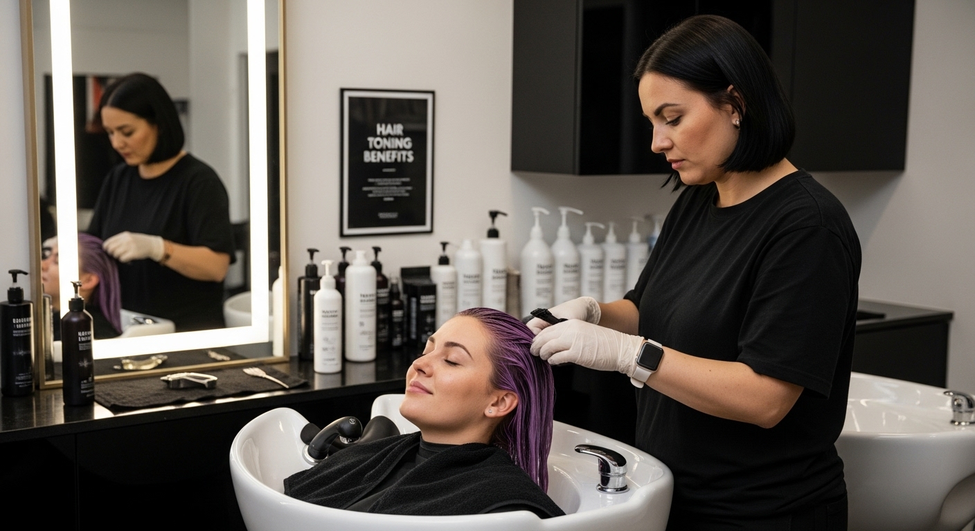 hair toning application salon