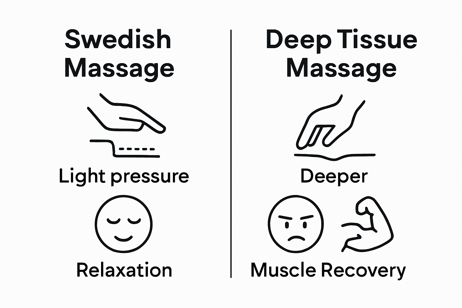 Comparison of Swedish and deep tissue massage techniques infographic