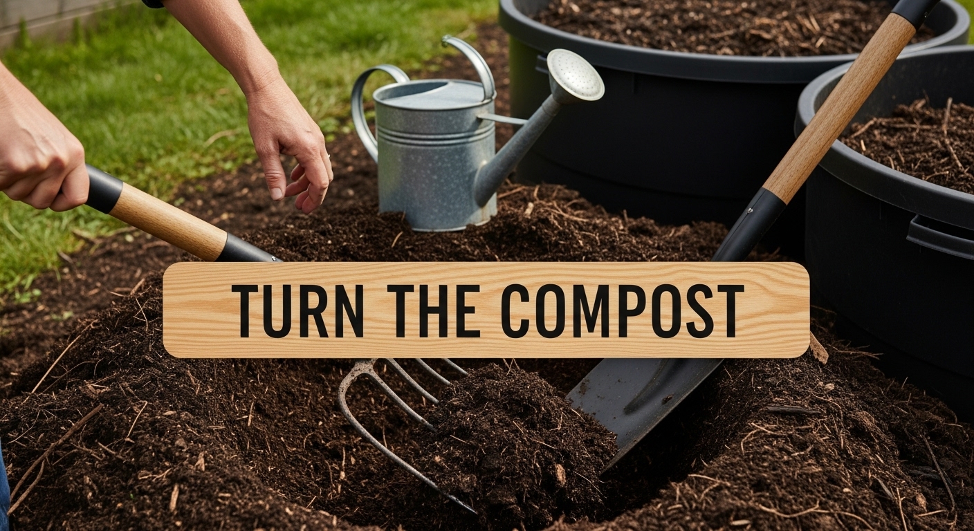 turn compost pile step