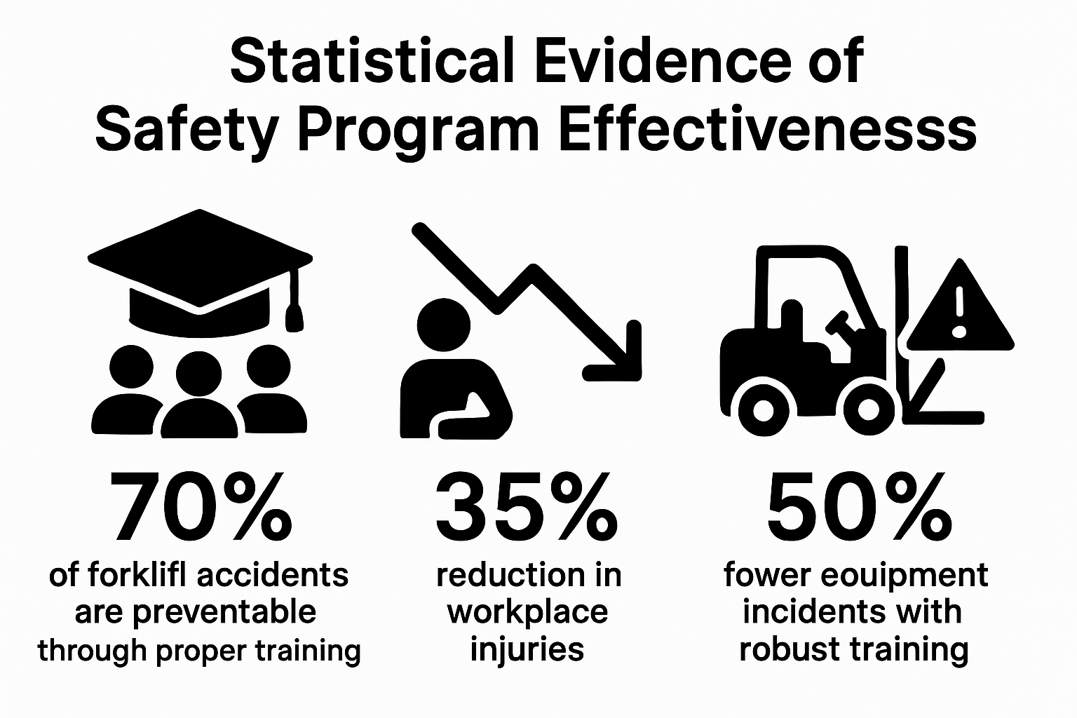 Infographic showing forklift safety program statistics and effectiveness