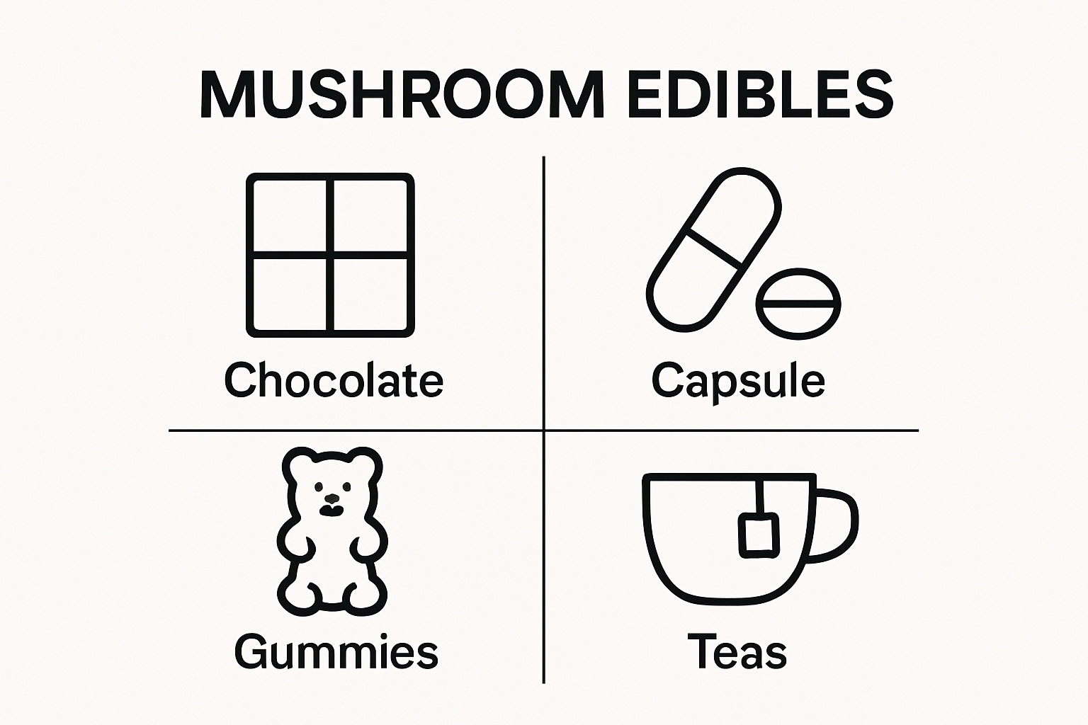Visual comparison of four mushroom edible types