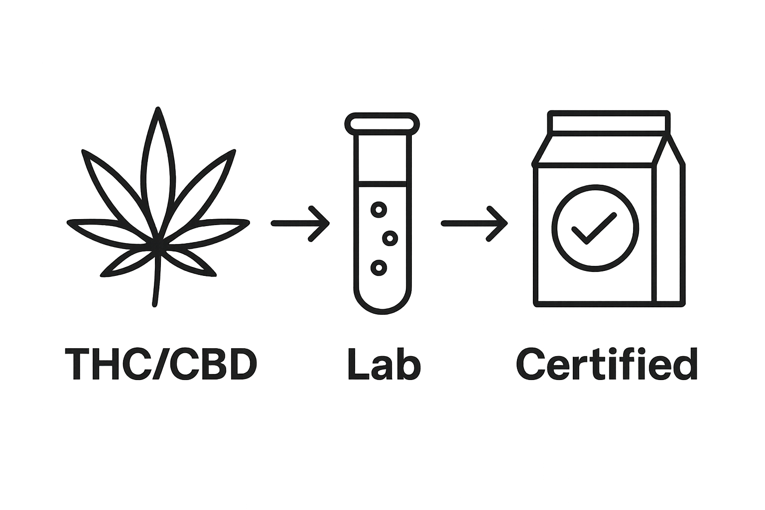 Simple infographic showing cannabis lab testing process