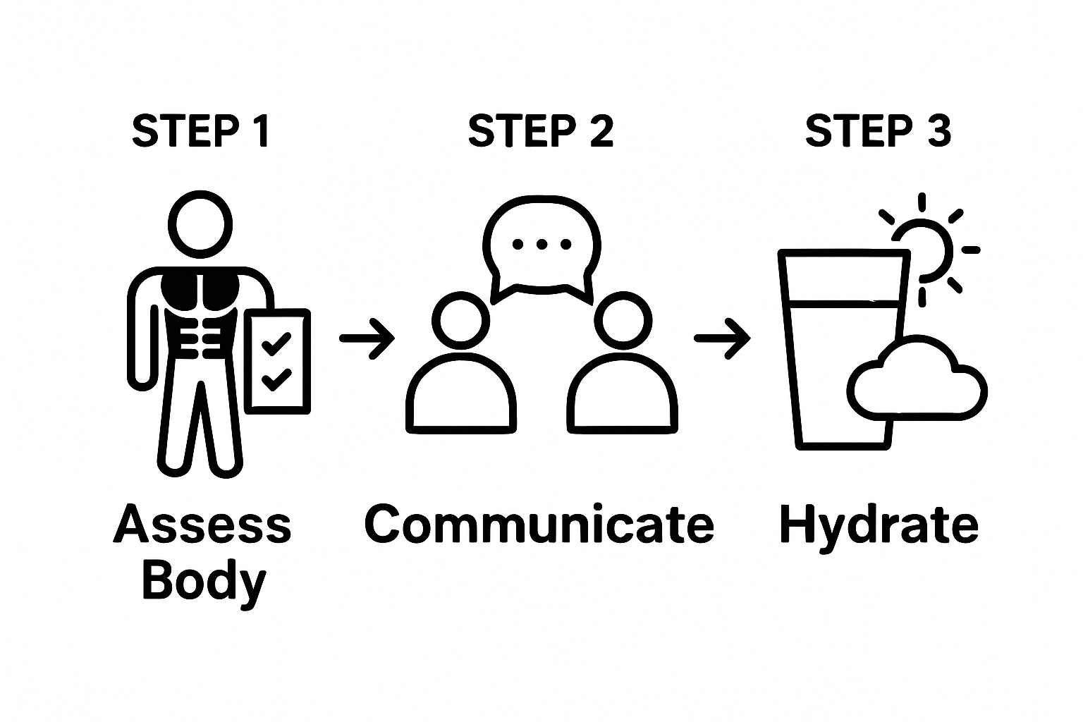 3-step massage preparation workflow visual