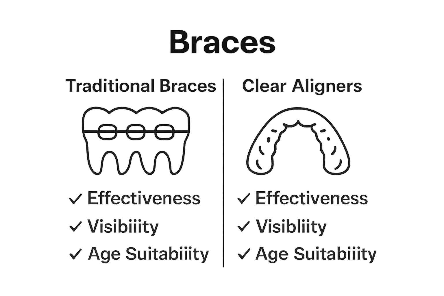 Comparison of traditional braces and clear aligners for teens