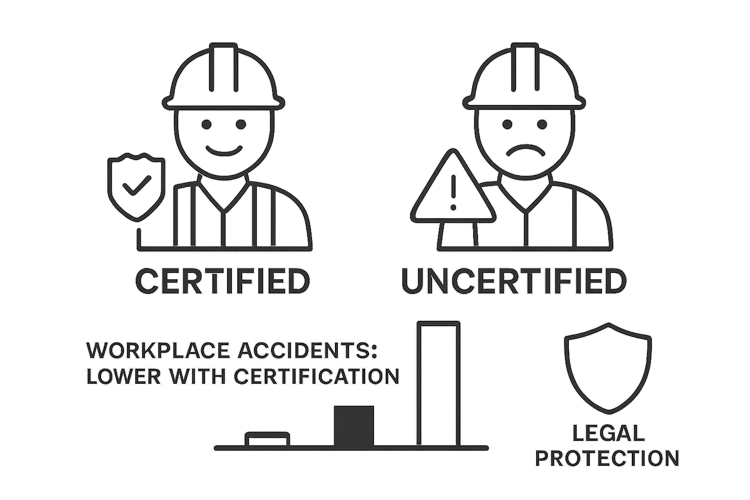 Infographic comparing certified and uncertified scissor lift operators