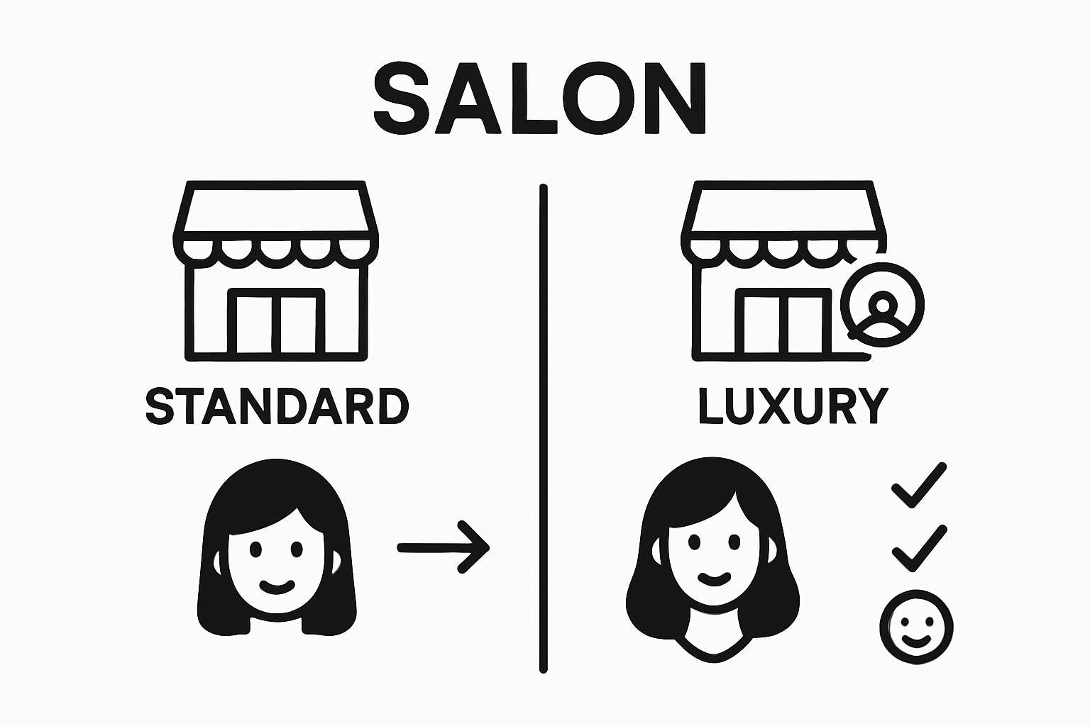 Comparison of standard vs luxury hair salon experience