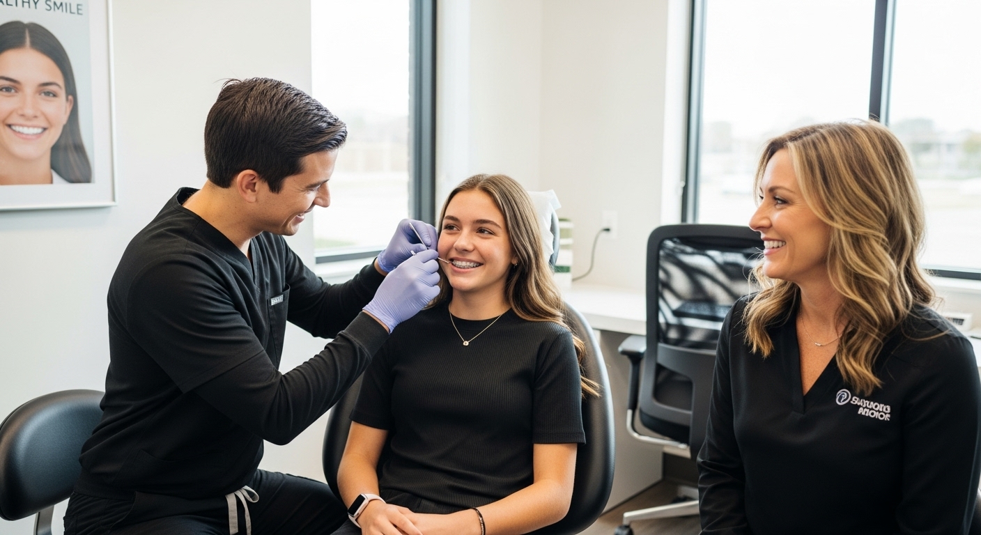 orthodontist adjusting braces appointment