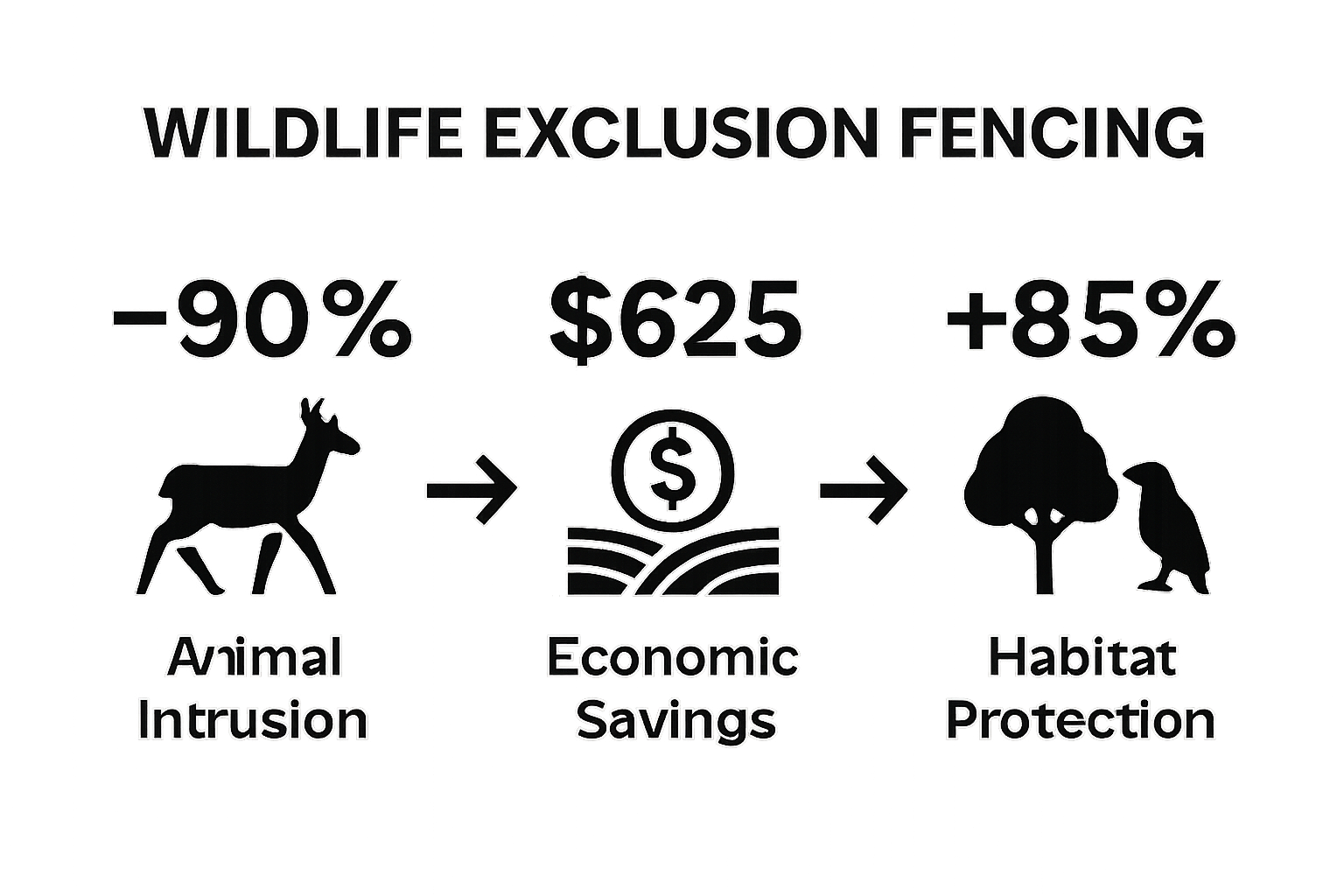 Wildlife exclusion fencing impact statistics infographic