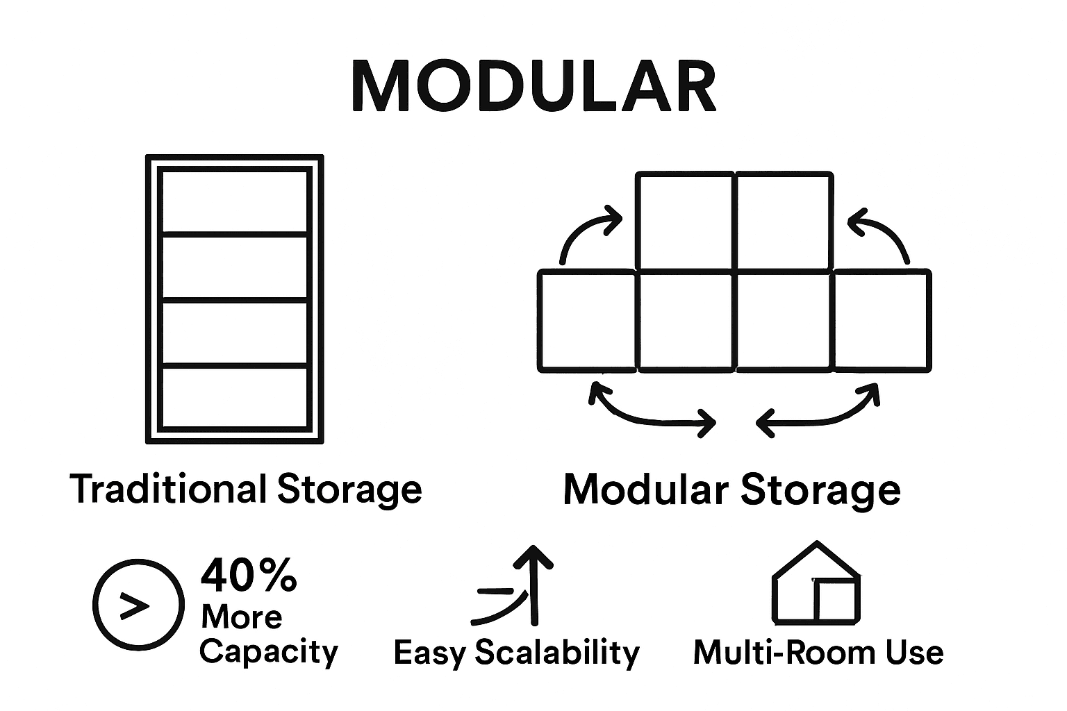 Modular vs traditional storage visual comparison
