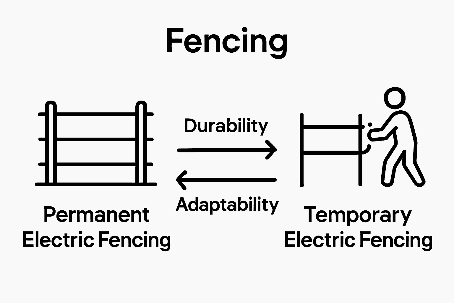 Comparison of permanent and temporary electric fence types.