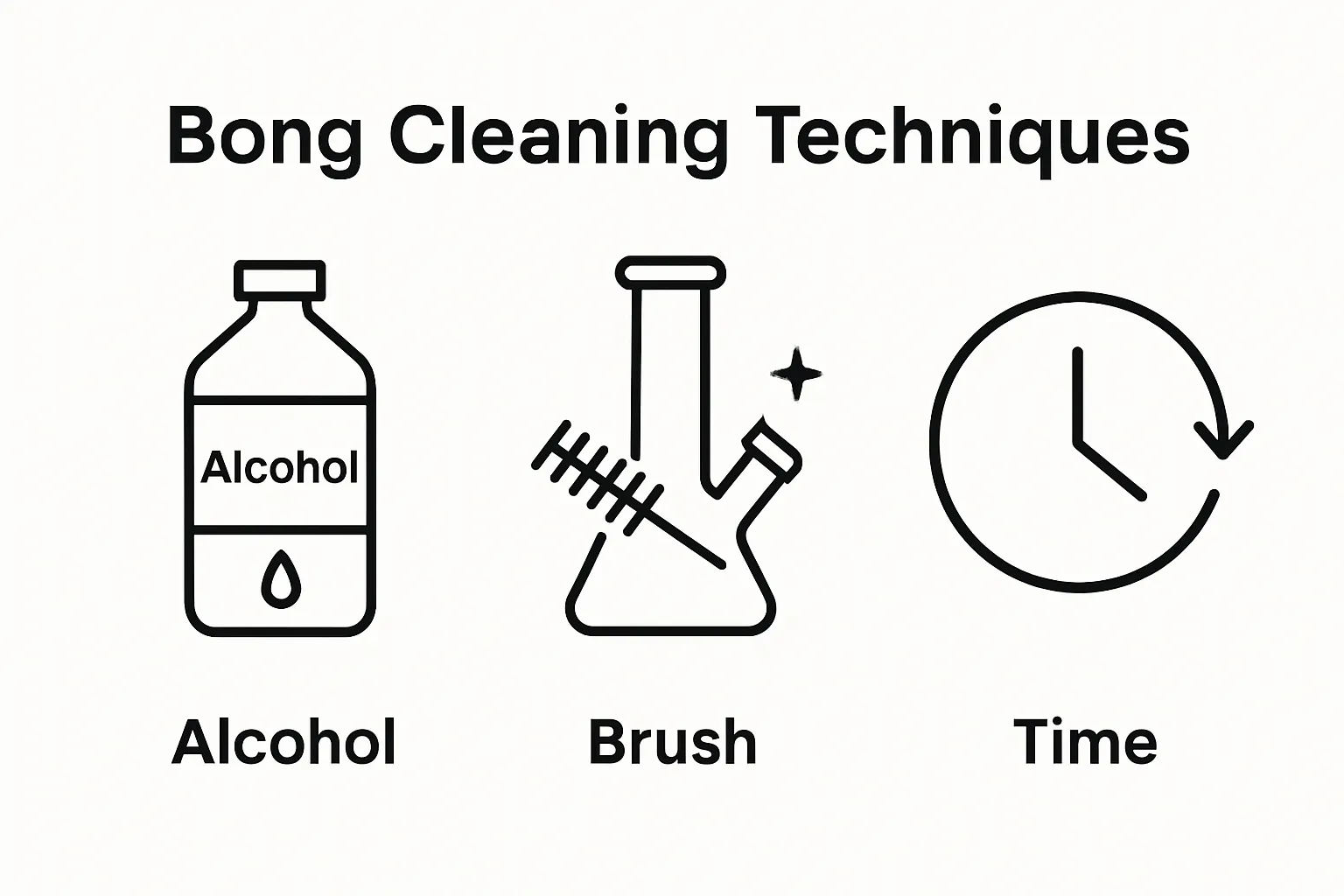 Visual comparison of three core bong cleaning methods