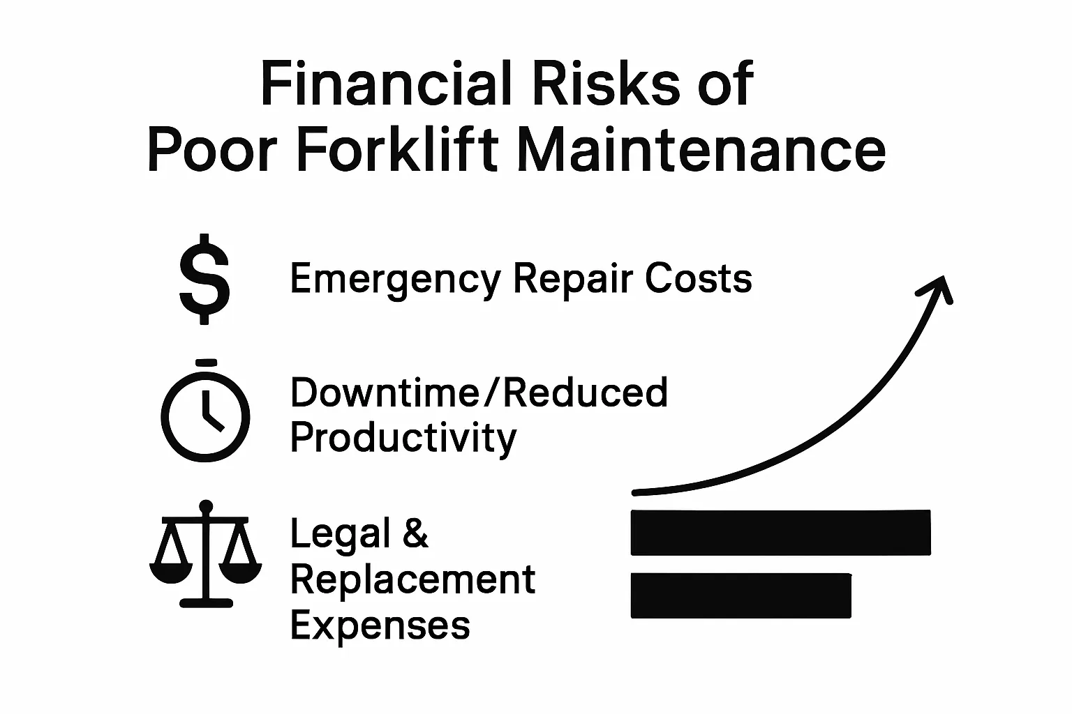 Infographic comparing key financial risks of poor forklift maintenance