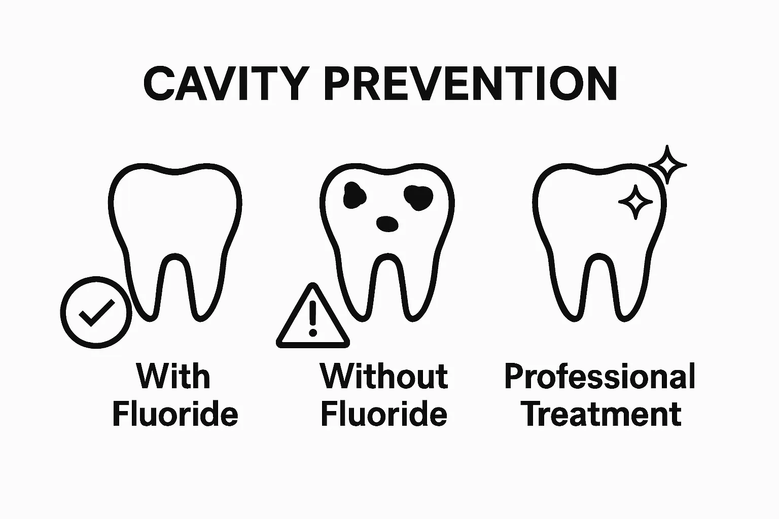 Infographic comparing cavity rates with and without fluoride