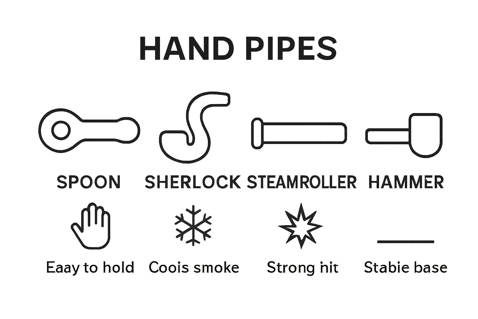 Infographic comparing four hand pipe shapes and features