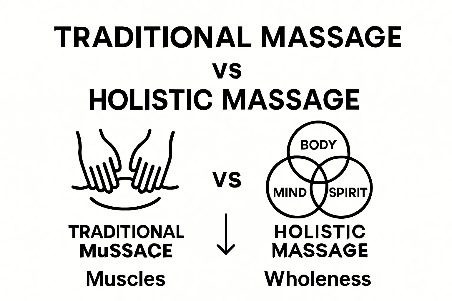 Simple comparison of traditional vs holistic massage approaches