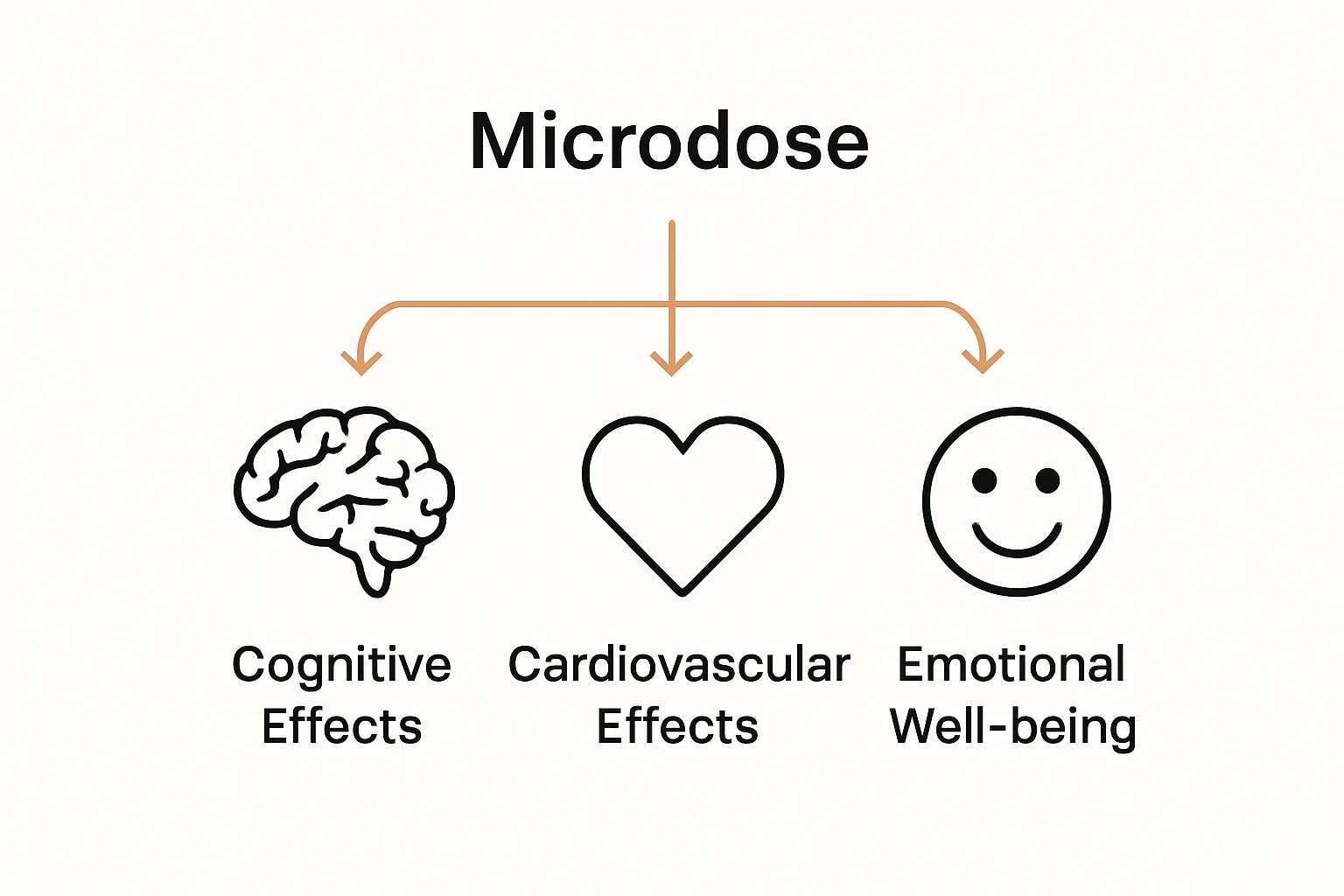 Infographic showing microdosing effects on brain, heart, emotion