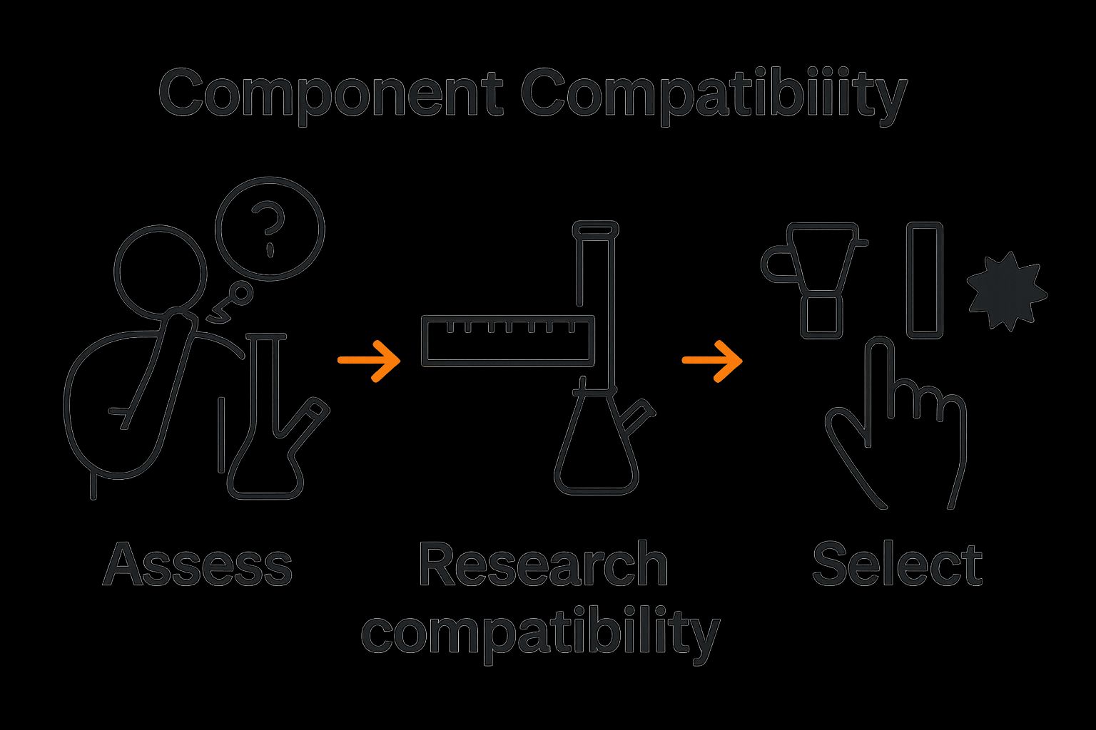 Three-step process for choosing bong accessories visualized with icons.
