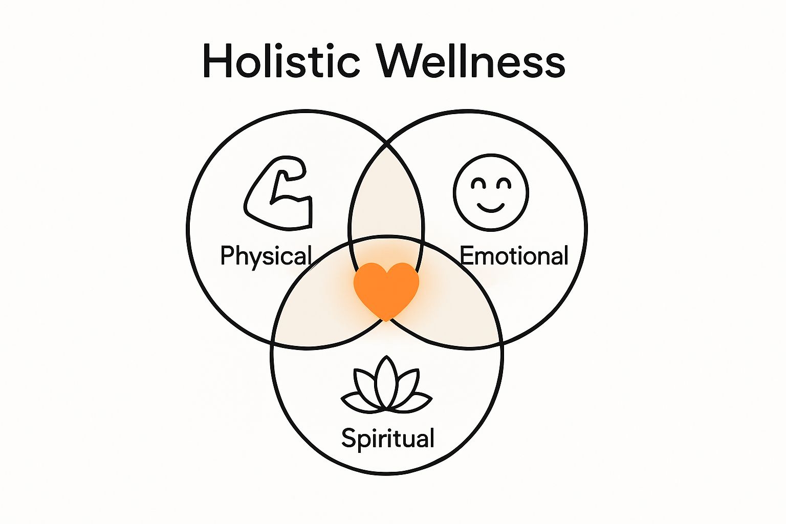 Venn diagram of physical, emotional, spiritual wellness