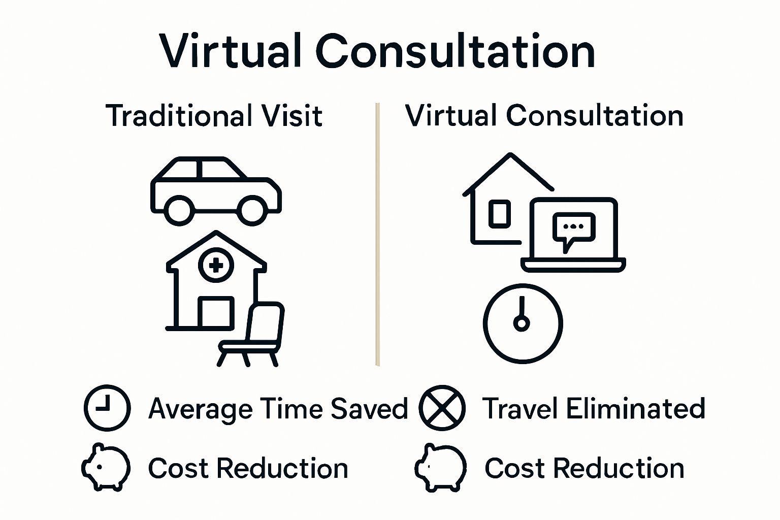 Side-by-side comparison of traditional and virtual dental consultations benefits