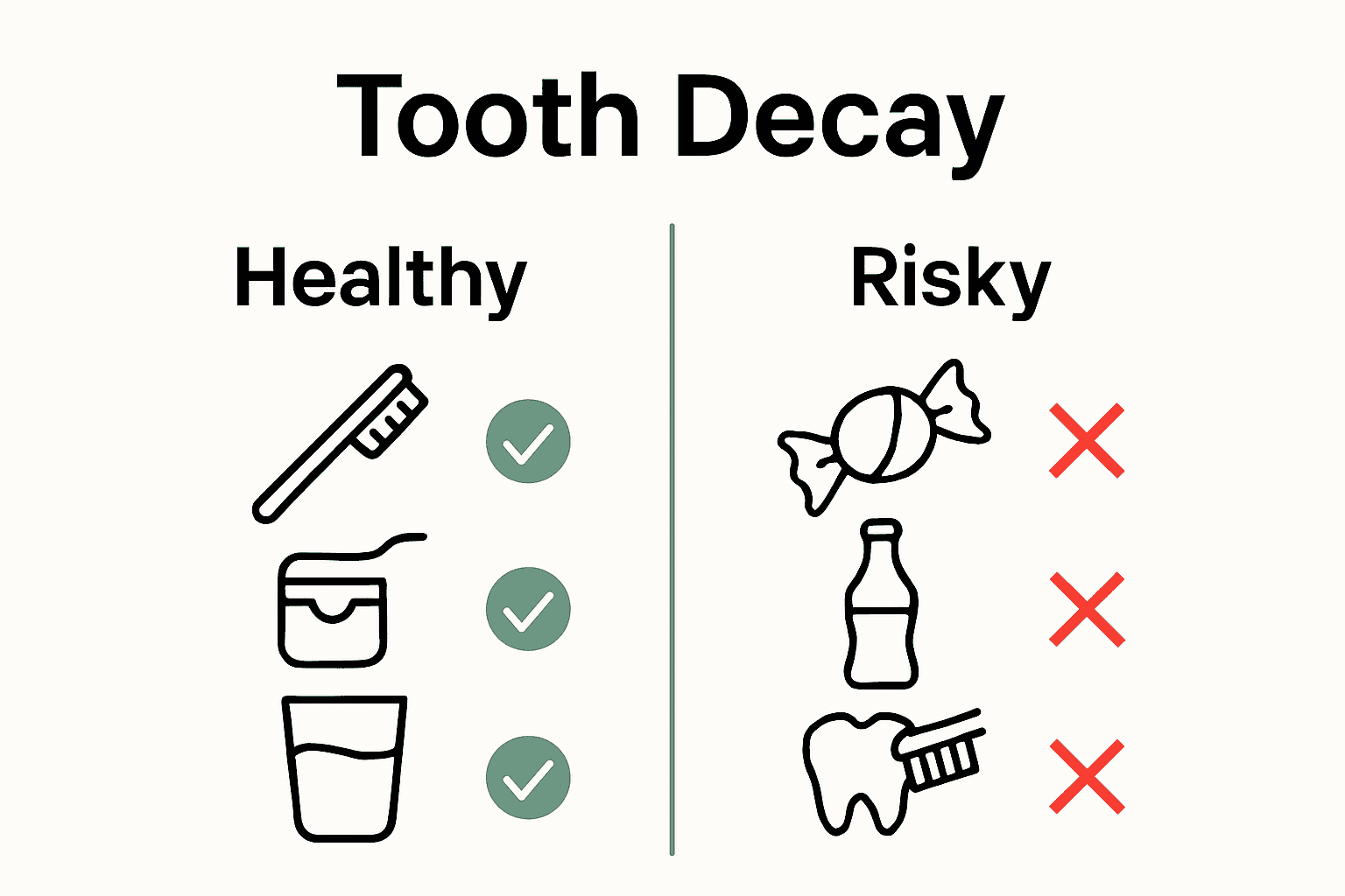 Infographic comparing preventive dental habits and risky behaviors for families