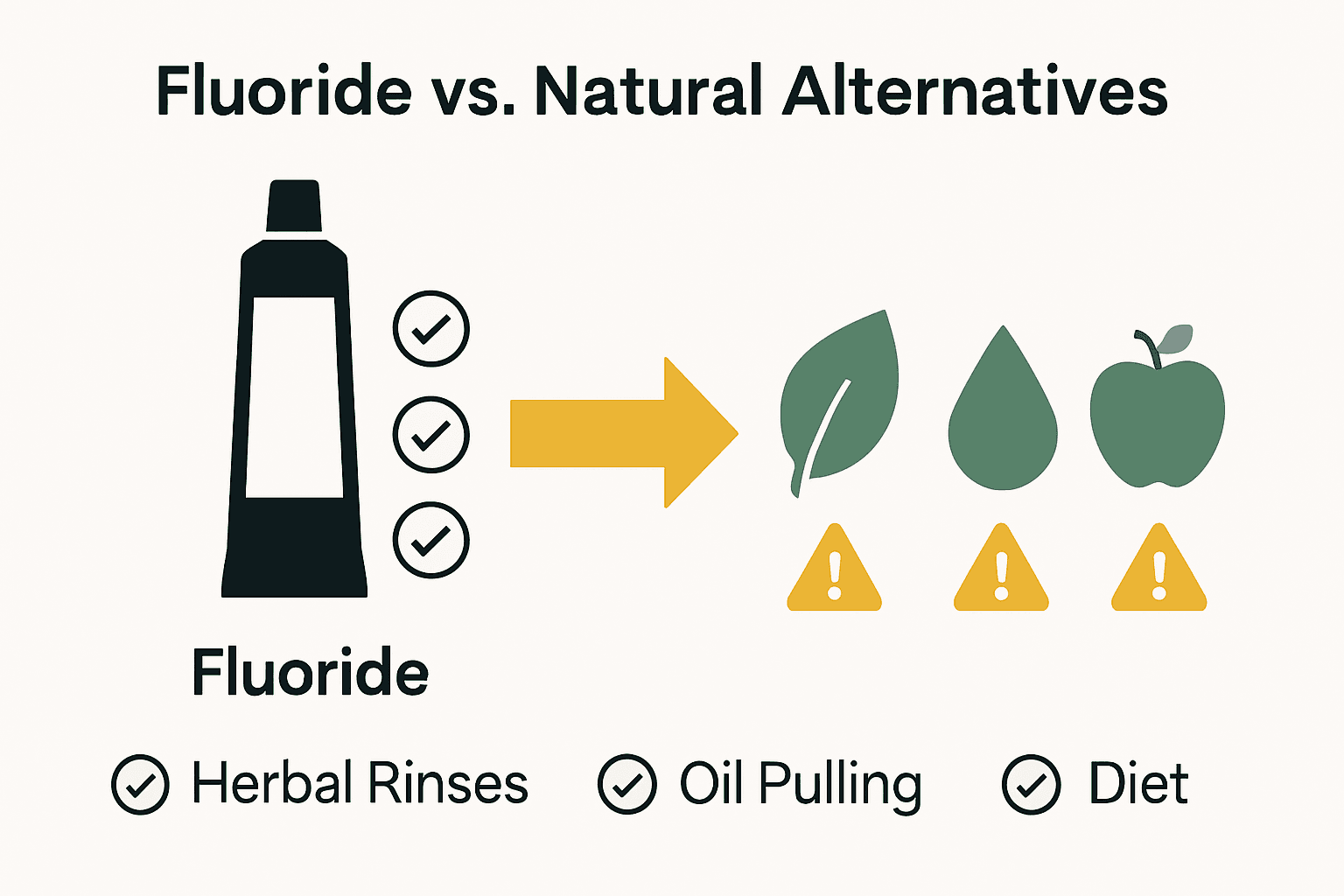 Infographic comparing fluoride with alternative cavity prevention methods.
