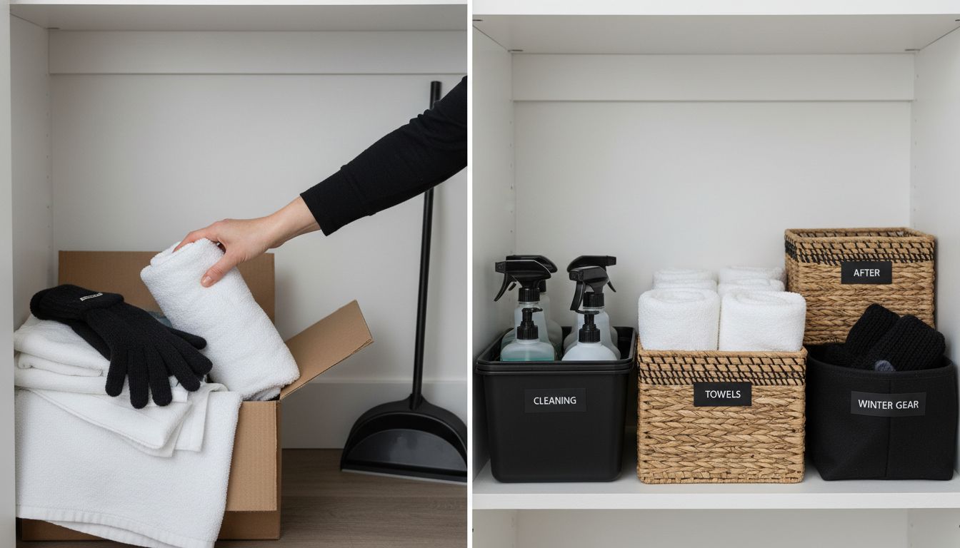 labeled storage baskets