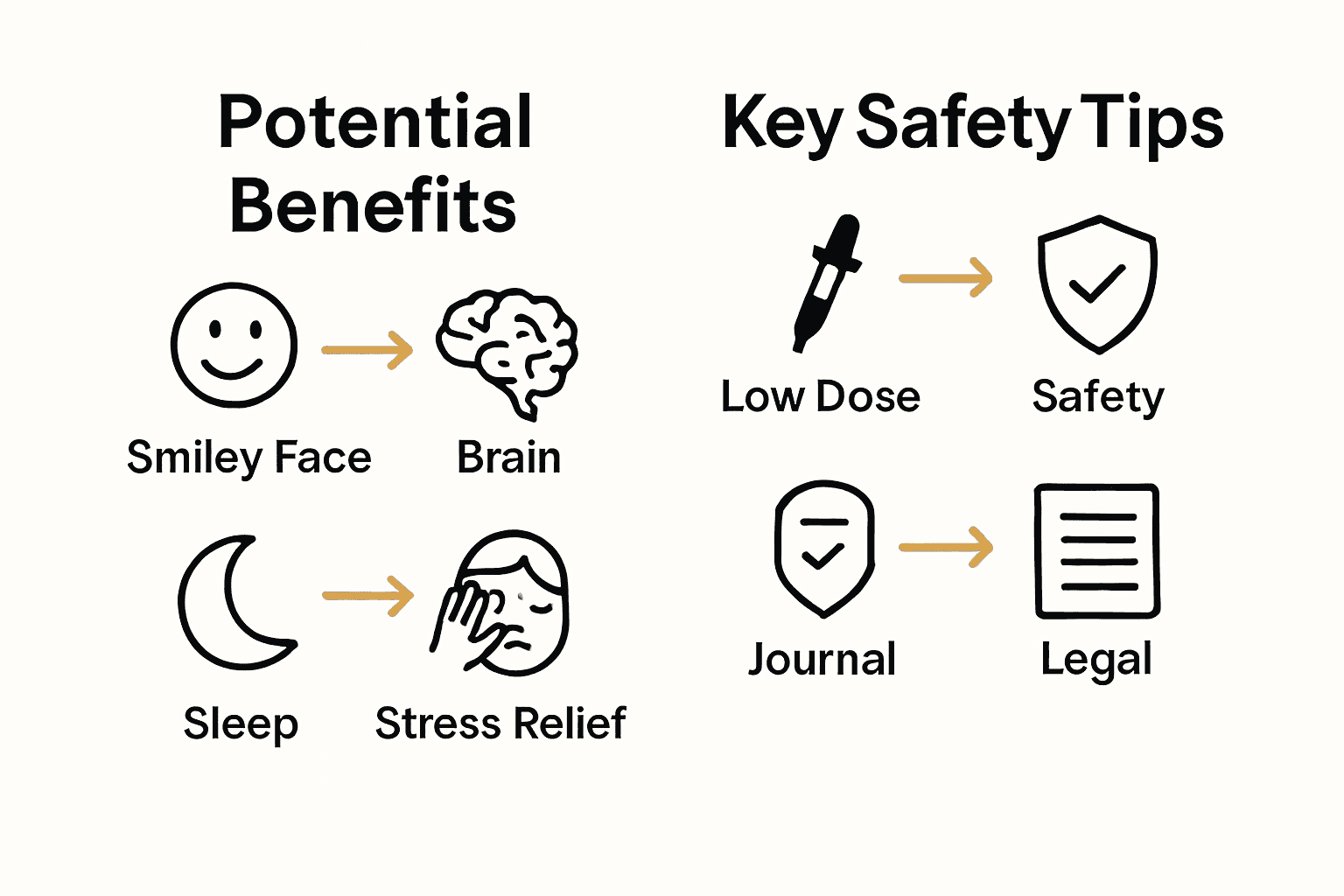 Side-by-side infographic showing cannabis microdosing benefits and safety tips